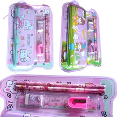 GENERICO - Set de 2 Juego de Una cartuchera lápices borrador y otros útiles escolares