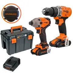 TRUPER - COMBO TALADRO PERCUTOR Y ATORNILLADOR DE IMPACTO 220Nm BRUSHLES 20V