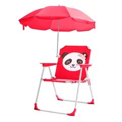 KELLER - Silla para Niños Plegable con Sombrilla Diseño Panda Fucsia XC6