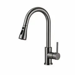 FRATELLI - Grifo llave Mezcladora para Cocina al mueble color gris plomo con rociador extraíble Acero 304