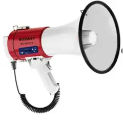 GENERICO - Megáfono Bossney 80W Recargable con Micrófono Grabación 300s y Sirena