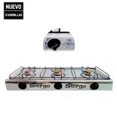 COCINAS SURGE - Cocina de Mesa Surge de 3 Hornillas Acero Inoxidable