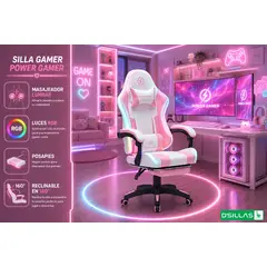 GENERICO - SILLA GAMER PINK PHANTER LUCES RGB