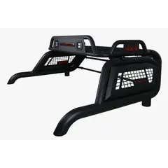 GENERICO - ANTIVUELCO HAMER DE ACERO INOXIDABLE PARA HILUX REVO CON PARRILLA Y LUZ LED CON LOGO 4X4 COLOR NEGRO
