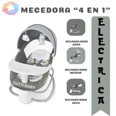BABI - SILLA MECEDORA ELECTRICA 4 EN 1 MUSICAL "ROCKING CHAIR" - GRIS