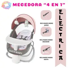 BABI - SILLA MECEDORA ELECTRICA 4 EN 1 MUSICAL "ROCKING CHAIR" - ROSADO