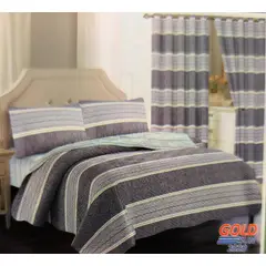 GOLDSUN - CUBRECAMA 7 PIEZA TELA CON TELA DE VERANO CON CORTINA 2 PLAZAS PREMIUN