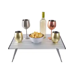 GENERICO - Mesa plegable para playa y picnic aluminio plata