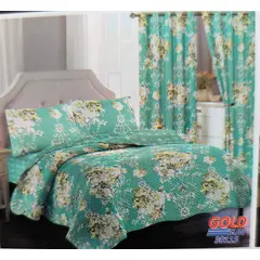 GOLDSUN - CUBRECAMA 7 PIEZA TELA CON TELA DE VERANO CON CORTINA 2 PLAZAS PREMIUN