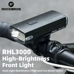 Rockbros - Luz delantera para bicicleta de 3000 Lúmenes  Rockbros