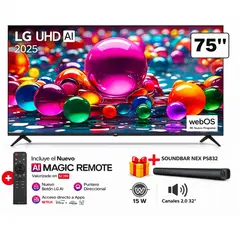 LG - TELEVISOR LG 75 75UA8050PSA UHD 4K SMART TV THINQ AI  2025 + SOUNDBAR NEX