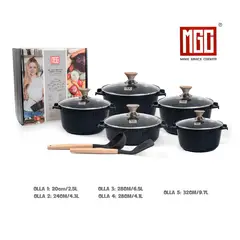 OEM - JUEGO DE OLLAS DE 12 PIEZAS MGC ROCA VOLCANICA NEGRO