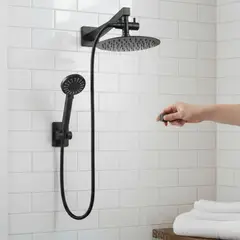 GENERICO - Combo Set Ducha Negro Mate, Cabezal 25cm Redondo, Desviador, Ducha de Mano Multifunción, brazo 40cm