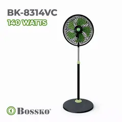 BOSSKO - Ventilador Pedestal BK-8314VC 16” 140W – Alta Potencia, 5 Aspas y 3 Velocidades