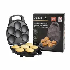 GENERICO - Wafflera Eléctrica para / Mini Hotcakes Panqueques y Arepas de 6 Cavidades 1400W Antiadherente