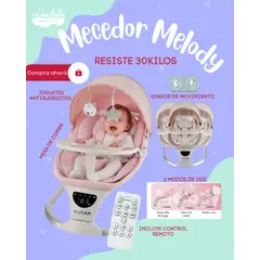 Baby - Silla mecedora para bebé MELODY  color ROSADO