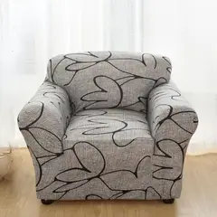 GENERICO - Funda Para Muebles De 1 asiento - Gris Jaspeado con Lineas Negras