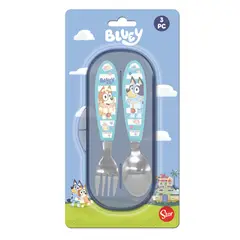 BLUEY - SET DE  CUBIERTOS METALICOS CON CASE BLUEY GLCPS