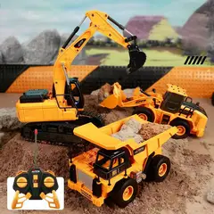 GENERICO - MAQUINARIA PESADA RC 3 EN 1: VOLQUETE + TRACTOR + EXCAVADORA CON LUCES RGB Y BATERÍA RECARGABLE