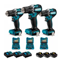 MAKITA - Taladro Percutor Makita 12 DHP487SF 18V Brushless + Brocas
