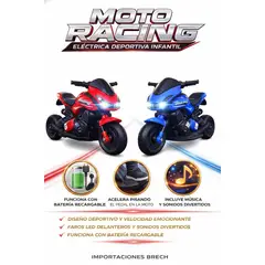 GENERICO - Moto Eléctrica Infantil Racing Rac- Z13 con Luces Y Reproductor Musical
