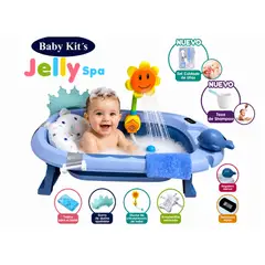 GENERICO - Tina Bañera Plegable JELLY SPA con Termómetro y Accesorios Celeste