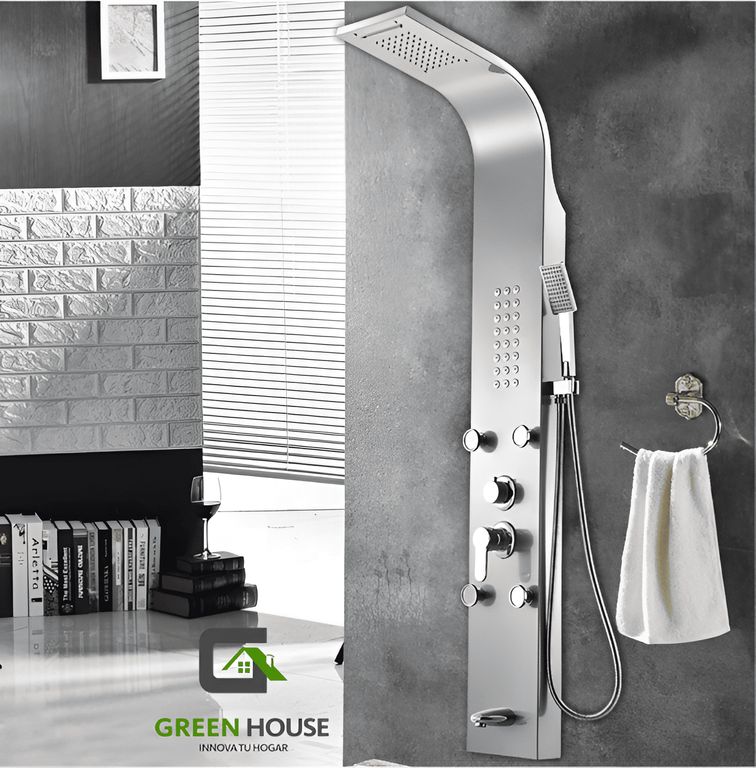 COLUMNA DE DUCHA HIDROMASAJE CROMADO BRILLANTE ACERO INOXIDABLE 4 HIDROJETH