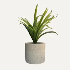 LAR DANIELSEN - Planta artificial artesanal  con macetero crema - Liriope 28 cm