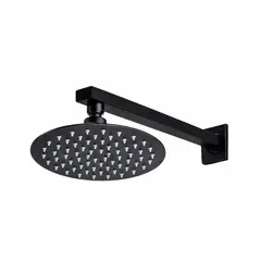 GENERICO - Cabeza Ducha Redonda 30cm Negro Mate Brazo 40cm Acero
