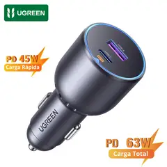 UGREEN - Cargador de Auto UGREEN 63W Carga Rápida 63W Total Samsung Galaxy S25  S24 S23 Ultra iPad Pro