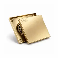 GENERICO - Sumidero reversible 10x10 cm dorado satinado acero drenaje
