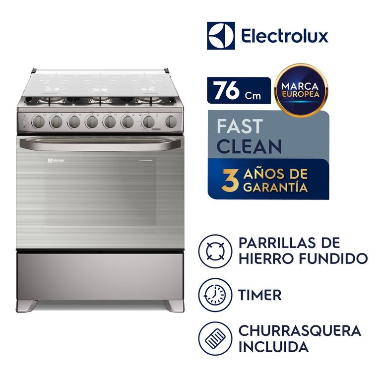 Cocina Electrolux 6 hornillas 76 cm Inox FE6TMR