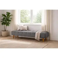 ARTSOFA - Banqueta Velour Dos Cuerpos Gris Antifluido + Obsequio
