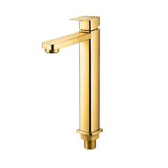 GENERICO - Grifo ovalin caño alto 30 cm Dorado viena
