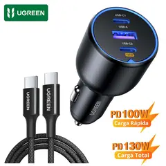 UGREEN - Cargador de Auto UGREEN 130W Total 100W + Cable Type C MacBook Pro Air,  iPad Mini iPh0n3