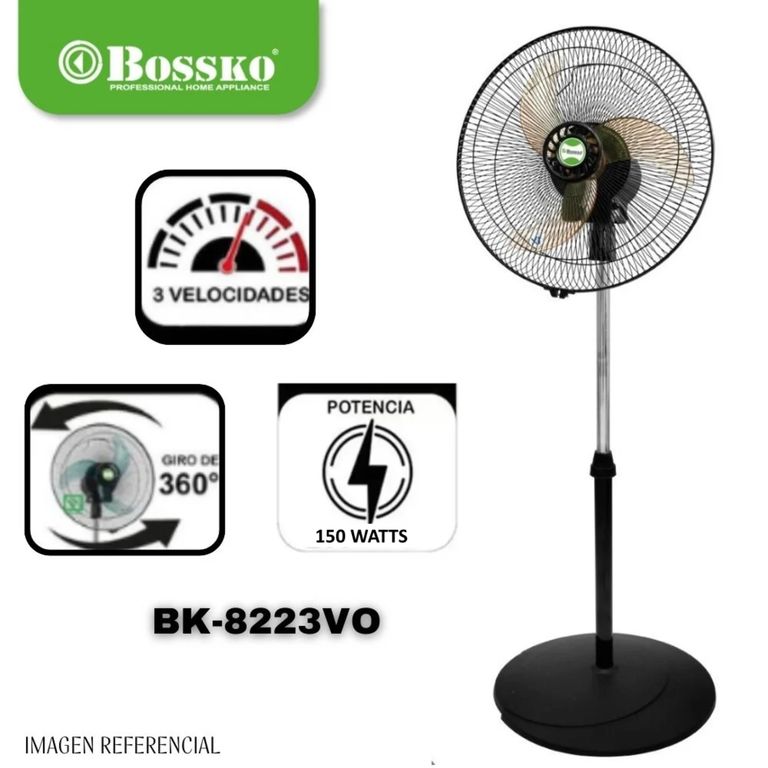 VENTILADOR BOSSKO BK-8223VO 250 W ORBITAL 16' 2 EN 1 CON ASPAS ACRÍLICAS – NARANJA
