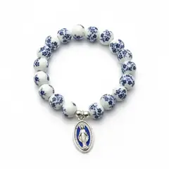SANTORAL - Pulsera Medalla Milagrosa BlancoAzul Cerámica