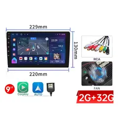 GENERICO - Autoradio Pantalla Android 9" 2ram 32gb - 8 Nucleos  (Real) Con Soporte Para Chip (Sim)