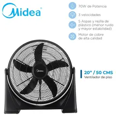 MIDEA - Ventilador Versátil de Piso 20 Pulg 70 Watts Negro