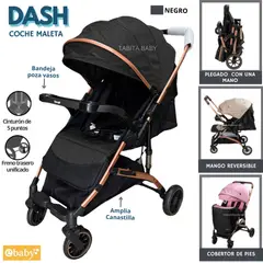 EBABY - Coche Maleta mango reversible con bandeja Dash Negro