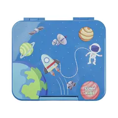 GENERICO - Lonchera Tipo Bento Azul Diseño Espacial con 4 Divisiones – Escolar Libre BPA