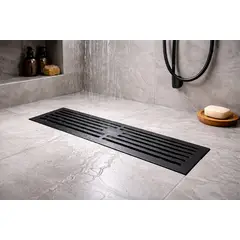 GENERICO - SUMIDERO 30x8CM NEGRO EN ACERO INOXIDABLE CON TRAMPA ANTIOLORES