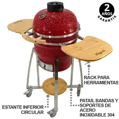 HIGRILL - Kamado 18 Pulgadas Rojo con Puntos Negros PREMIUM Con Herramientas