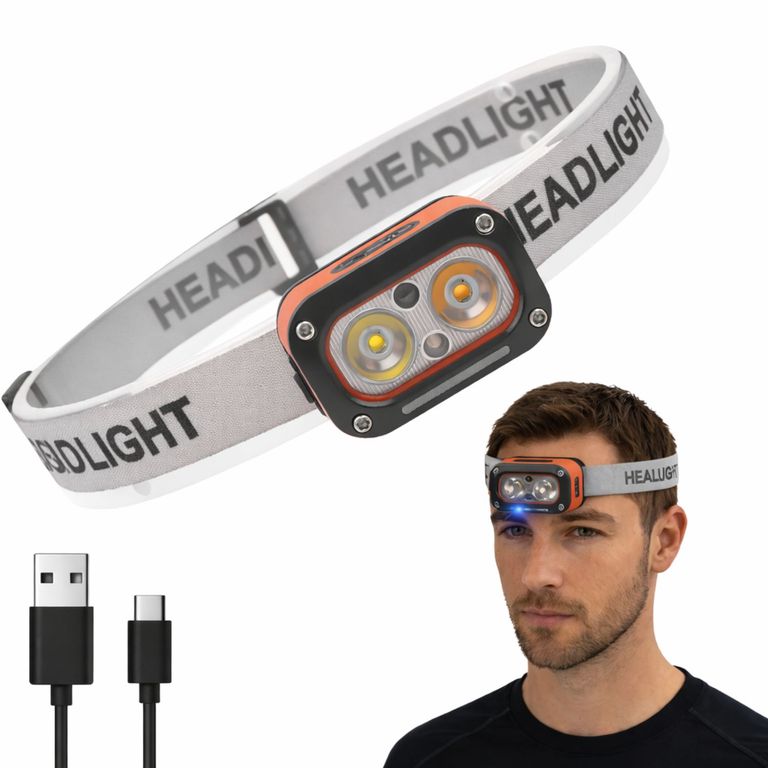 Linterna de Cabeza LED Manos Libres Ajustable 45° Impermeable Para Camping Trabajo