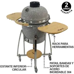 HIGRILL - Kamado 18 Pulgadas Gris con Puntos Blancos PREMIUM Con Herramientas HIGRILL