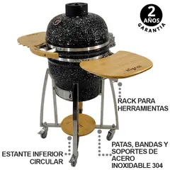HIGRILL - Kamado 18 Pulgadas Negro con Puntos Blancos PREMIUM Con Herramientas