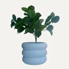 LAR DANIELSEN - Planta artificial con macetero anillado blanco - Ficus 33 cm.