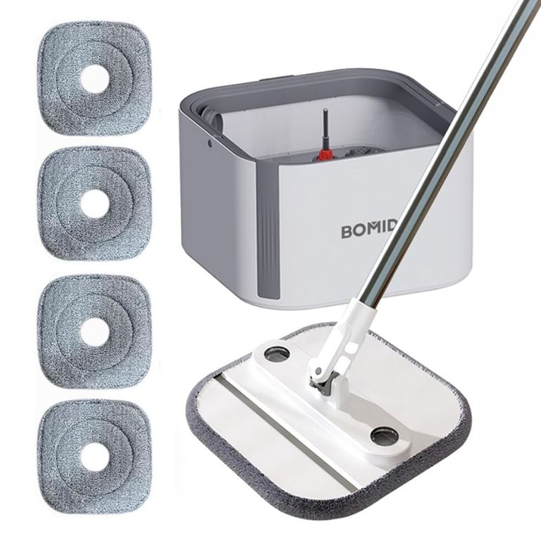 Trapeador Giratorio 360° Bomidi M20 con 4 mopas - Blanco