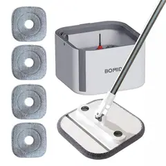 BOMIDI - Trapeador Giratorio 360° M20 con 4 mopas - Blanco