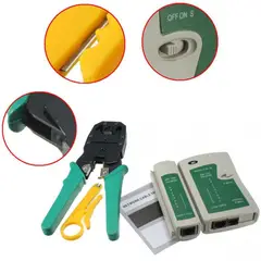 OEM - Kit Redes: Crimpeadora 3 en 1 + Testeador de Cables Lan + 12 Conectores RJ45 Cat5e - Profesional